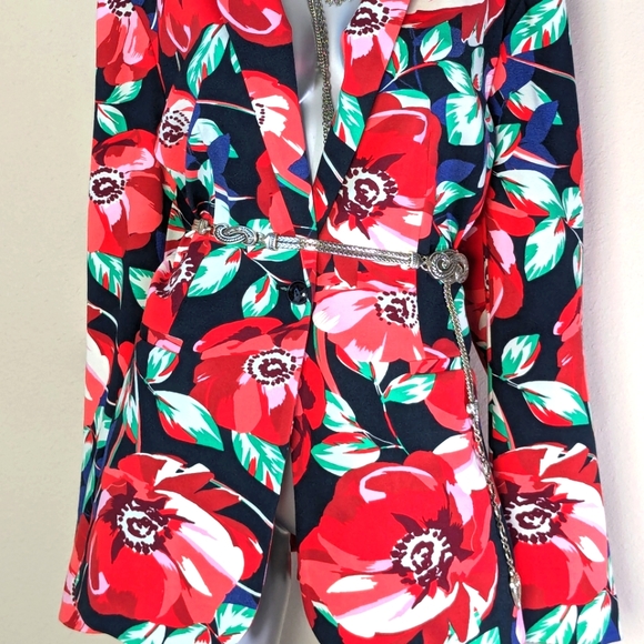 Vibrate Bold Oversized Dark Floral "Simply Emma" Office Professional Chic Blazer - Picture 11 of 14